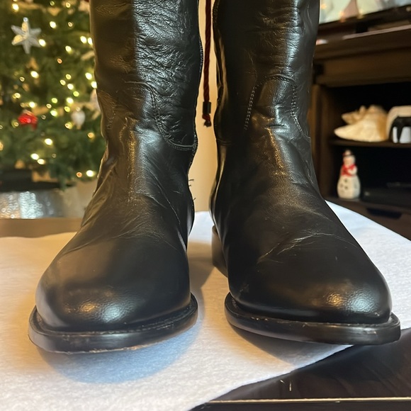 Safari Exotic Leather black studded heeled riding boots women size 9.5 - Picture 4 of 16